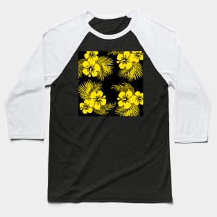 Tropical Hawaiian Design - Black & Yellow Baseball T-Shirt